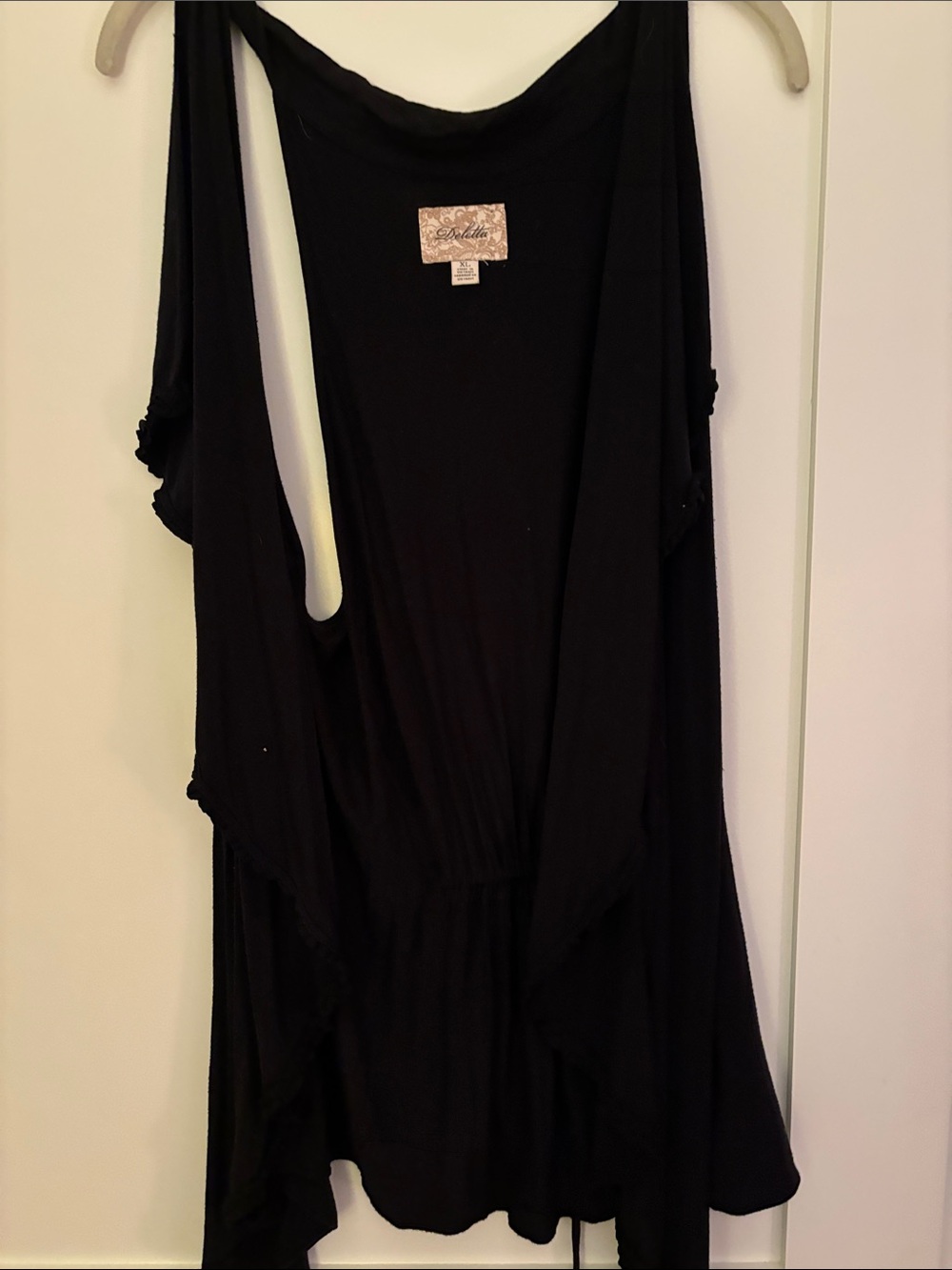 Deletta Black Draped Sleeveless Blouse